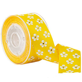 Bianco &amp; nastro del Grosgrain stampato abitudine del fiore dell'oro per l'imballaggio cosmetico