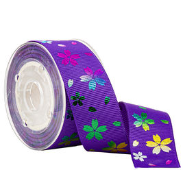 Fiore stampato dell'arcobaleno sul nastro porpora del Grosgrain per l'imballaggio di Candy