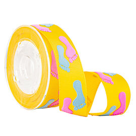 Stampa del soffio di 2 colori sul nastro giallo del Grosgrain per lo spostamento di regali dei bambini
