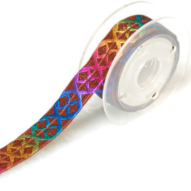 Nastro elastico per i legami dei capelli, nastro elastico piano dell'oro variopinto dell'arcobaleno di spostamento di regali