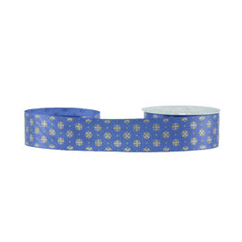 Nastro del raso stampato decorazione con la smagliatura blu di larghezza di colore 19mm di scintillio liberamente