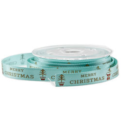 Nastro del raso stampato oro della stagnola di Natale per colore verde di spostamento di regali