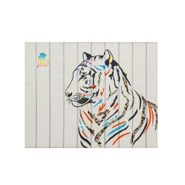 Pitture animali dell'estratto della tigre del nastro, parete di colore solido che progetta pittura