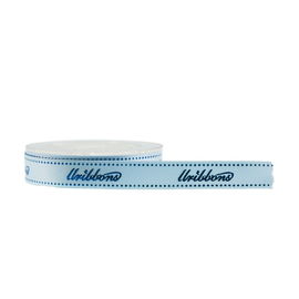 Il logo convesso ha stampato il materiale blu del poliestere di stampa dell'oro della stagnola del nastro del raso