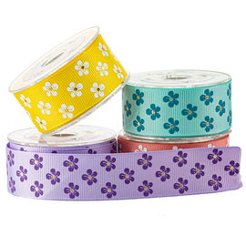 Bianco &amp; nastro del Grosgrain stampato abitudine del fiore dell'oro per l'imballaggio cosmetico