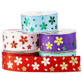 Fiore stampato dell'arcobaleno sul nastro porpora del Grosgrain per l'imballaggio di Candy