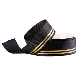 Il nero ha stampato le linee dell'oro della stagnola del nastro del Grosgrain per l'imballaggio di lusso di fragranza