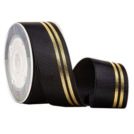 Il nero ha stampato le linee dell'oro della stagnola del nastro del Grosgrain per l'imballaggio di lusso di fragranza
