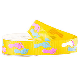 Stampa del soffio di 2 colori sul nastro giallo del Grosgrain per lo spostamento di regali dei bambini