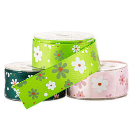 Nastro del Grosgrain di abitudine del girasole stampato verde 3mm